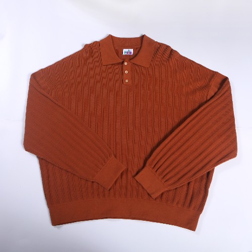 FL-Men-16_Men Vintage Caramel Rib Polo Collar Sweater_Shanghai Fully Lucky Knitting