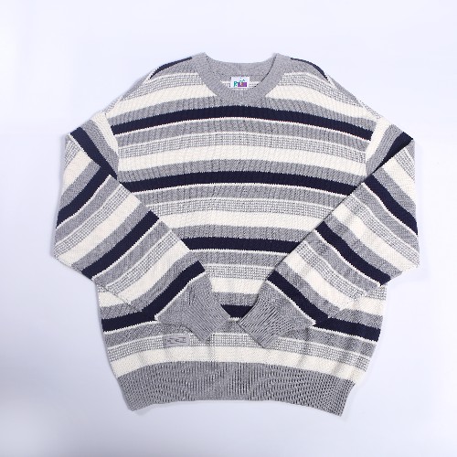 FL-Men-17_Men Grey White Navy Stripe Crew Neck Sweater_Shanghai Fully Lucky Knitting