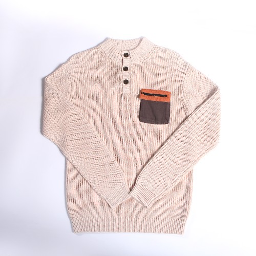 FL-Men-21_Beige Contrast Pocket Warm Top_Shanghai Fully Lucky Knitting