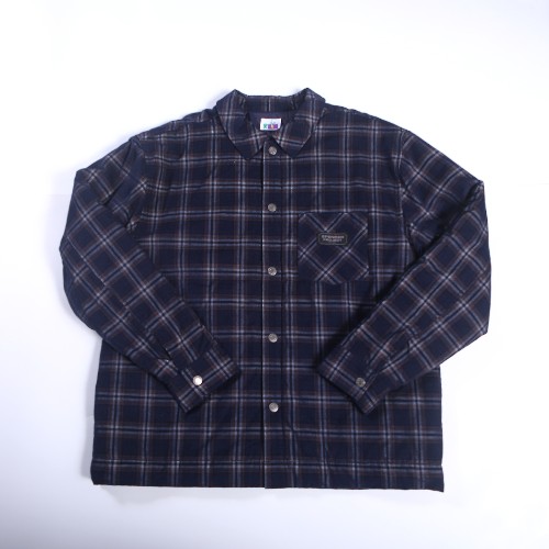 FL-Men-23_Men Navy Brown Plaid Quilted Shacket_Shanghai Fully Lucky Knitting