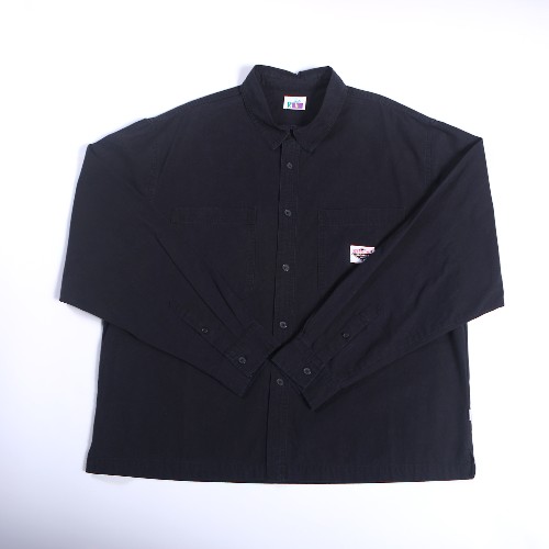 FL-Men-33_Men Black Washed Canvas Work Shirt__Shanghai Fully Lucky Knitting