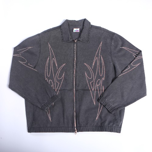 FL-Men-35_Men Vintage Black Washed Rhinestone Jacket_Shanghai Fully Lucky Knitting