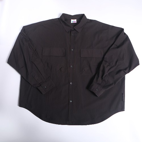 FL-Men-39_Men Dark Brown Fine Vertical Stripe Shirt_Shanghai Fully Lucky Knitting