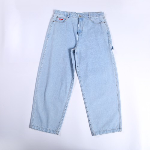FL-Men-44_Men Light Blue Washed Carpenter Baggy Jeans_Shanghai Fully Lucky Knitting