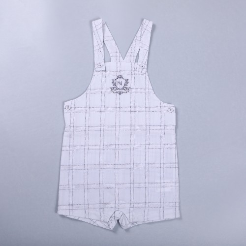 FL-WPS-08_Custom woven grid plaid embroidered baby romper overalls, private label for global infant apparel distributors_Shanghai Fully Lucky Knitting